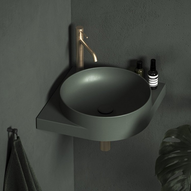 Vannas istabas stūra izlietne Ravak Yard 450 C 45x45 cm, Grey Green