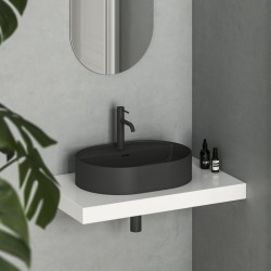 Vannas istabas uzliekamā izlietne Ravak Ceramic 550 O Slim Shelf 55x40 cm, melna matēta