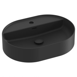 Vannas istabas uzliekamā izlietne Ravak Ceramic 550 O Slim Shelf 55x40 cm, melna matēta