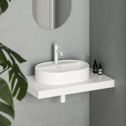 Vannas istabas uzliekamā izlietne Ravak Ceramic 550 O Slim Shelf 55x40 cm, balta matēta