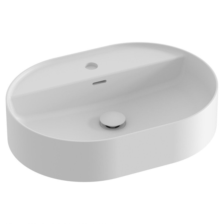 Vannas istabas uzliekamā izlietne Ravak Ceramic 550 O Slim Shelf 55x40 cm, balta matēta