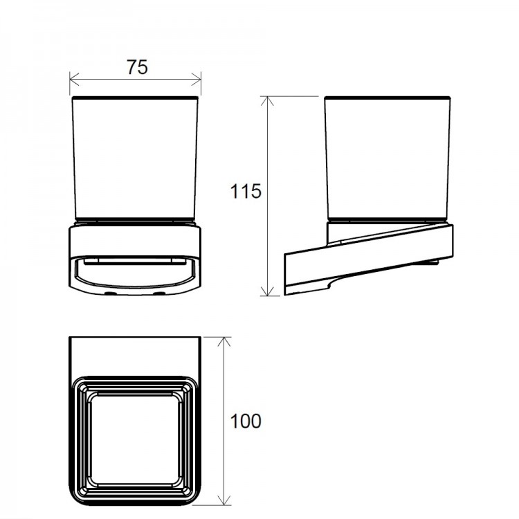 Glāze ar turētāju Ravak 10° Black, melns TD 210.20