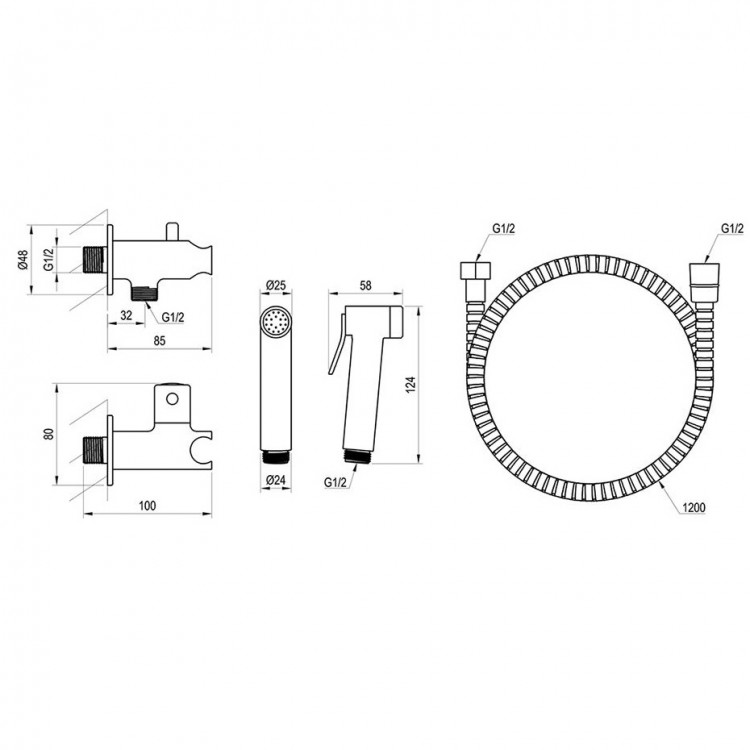 Bidetta rokas duša RAVAK ar sienas vārstu BM 040.01