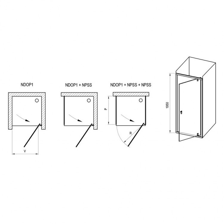 Dušas durvis RAVAK NEXTY NDOP1 90 cm, satīns/satīns