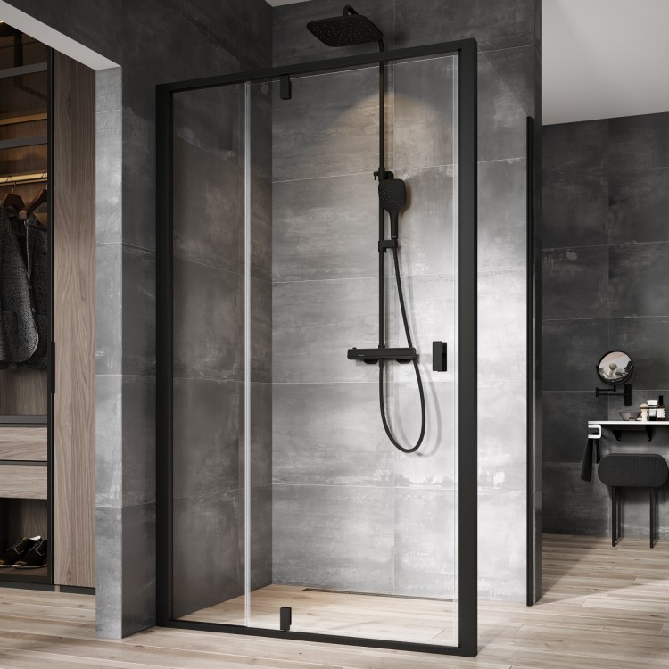Dušas stūris taisnstūra RAVAK NEXTY NDOP2+NPSS 110x90 cm, melns