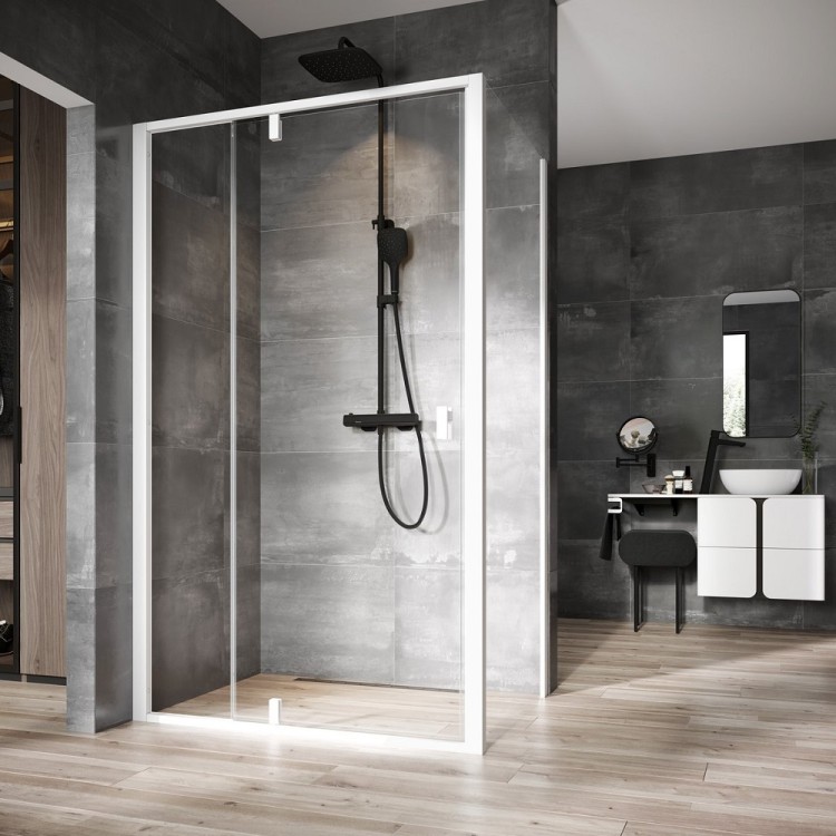 Dušas stūris taisnstūra RAVAK NEXTY NDOP2+NPSS 100x90 cm, matēts balts