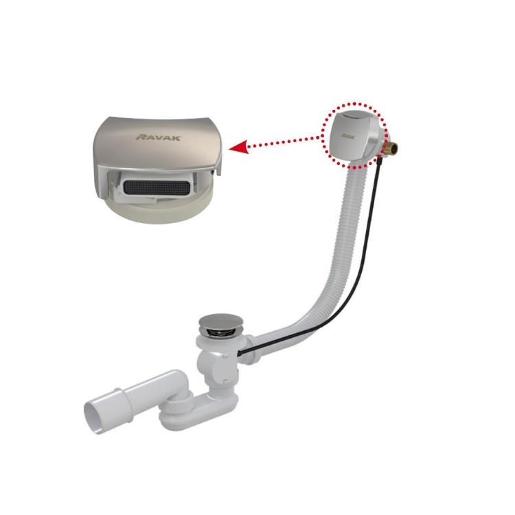 Vannas sifons ar pārplūdi un ieplūdes sistēmu Ravak 800 B, X01504