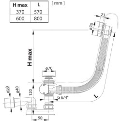 Vannas sifons ar trosi Ravak 570, X01305