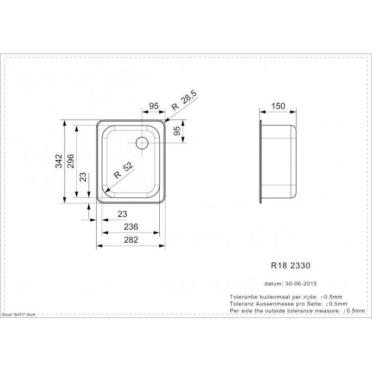 Virtuves izlietne Reginox R18 2330 OSK 34.2x28.2 cm, R00380