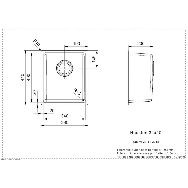 Virtuves izlietne Reginox Houston 38x44 cm (34x40), R32862
