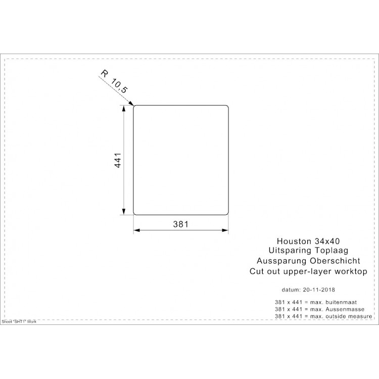 Virtuves izlietne Reginox Houston 38x44 cm (34x40), R32862