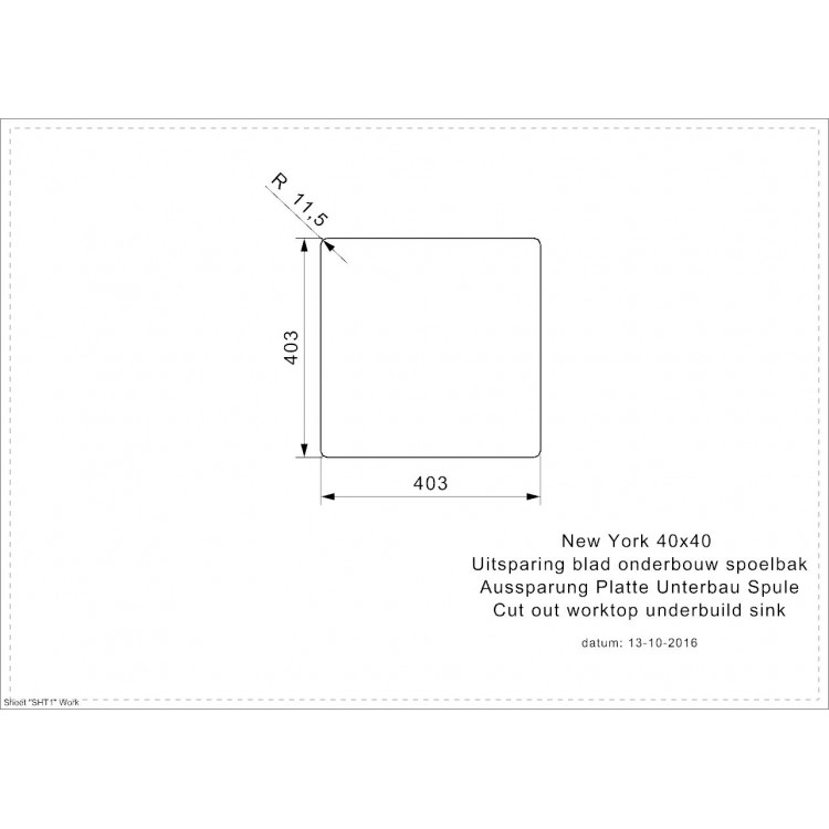 Virtuves izlietne Reginox New York 44x44 cm (40x40), R28124