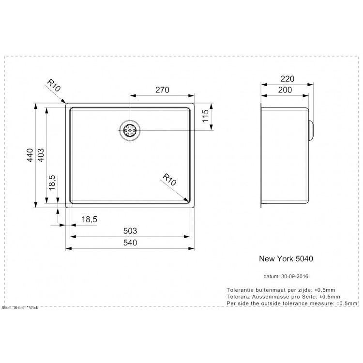 Virtuves izlietne Reginox New York Comfort 54x44 cm (50x40), R27646