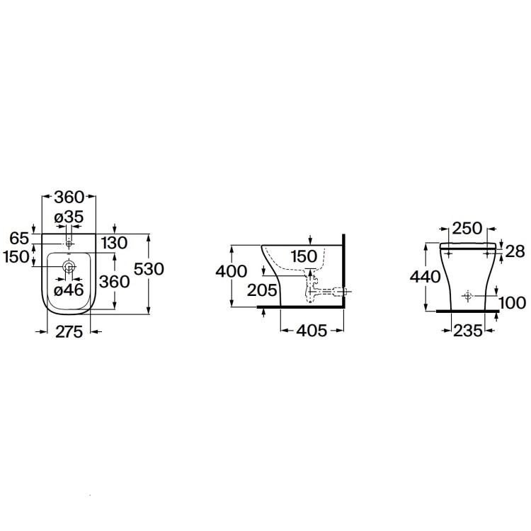 Bidē grīdas Roca OPTICA, balts