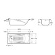 Taisnstūra tērauda vanna Roca Princess 1600x750 mm ar rokturiem, balta