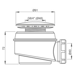 Dušas sifons Roth 50/60mm, 8100002