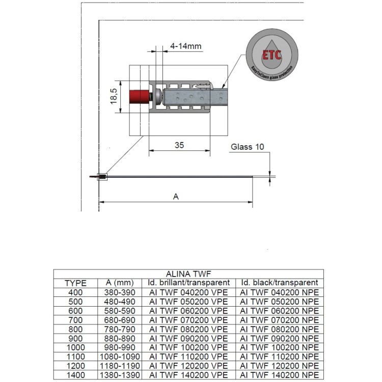 Dušas siena Roth AI TWF 100x202 cm, hroms/stikls