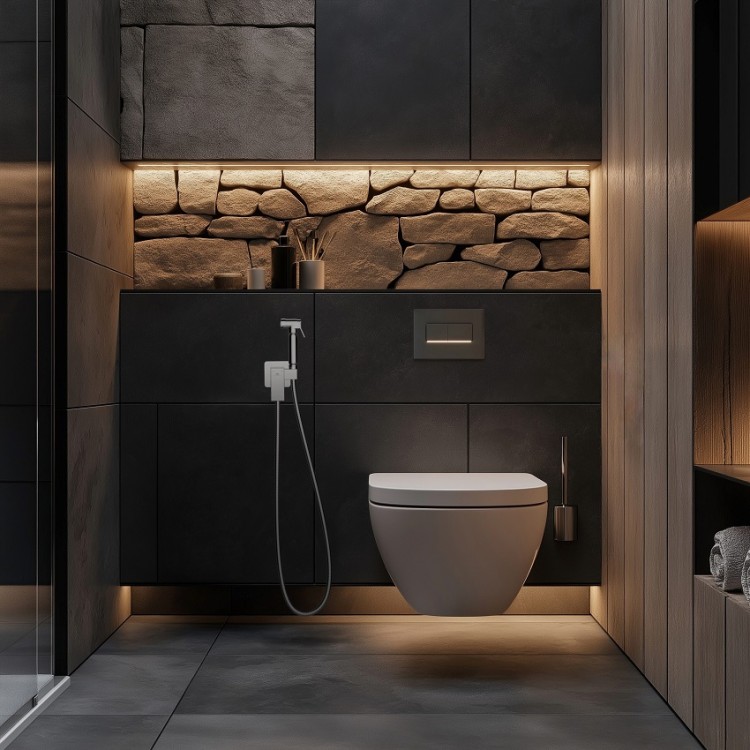 Iebuvējams maisītājs ar bidetta dušu Rubineta MODENA, hroms