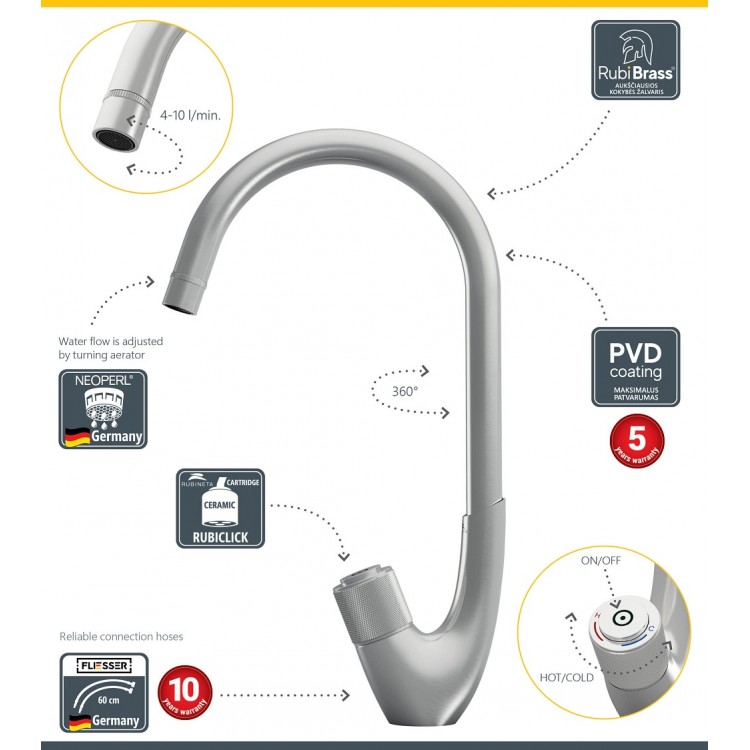 Virtuves izlietnes maisītājs Rubineta, Swan-33 ST