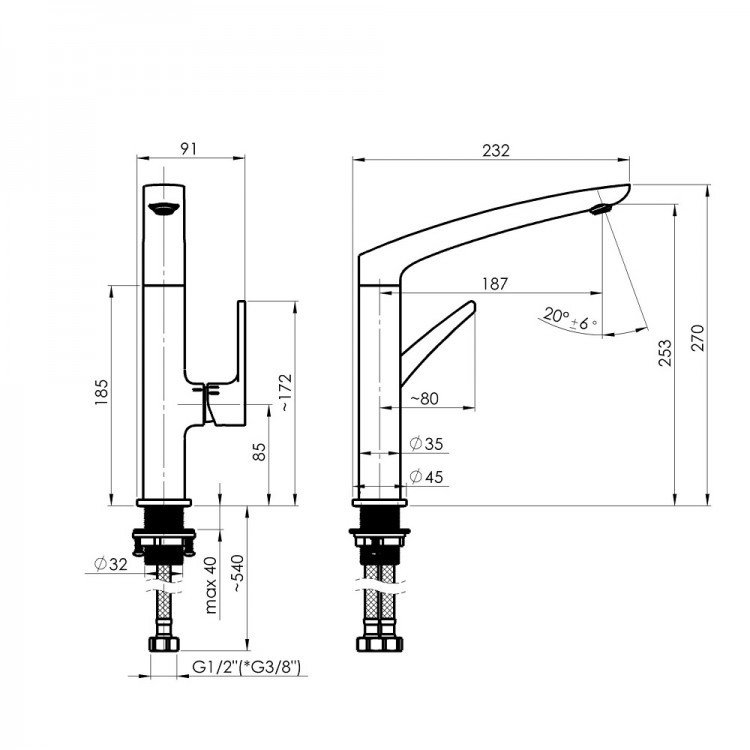 Virtuves izlietnes maisītājs Rubineta, Ultima-33