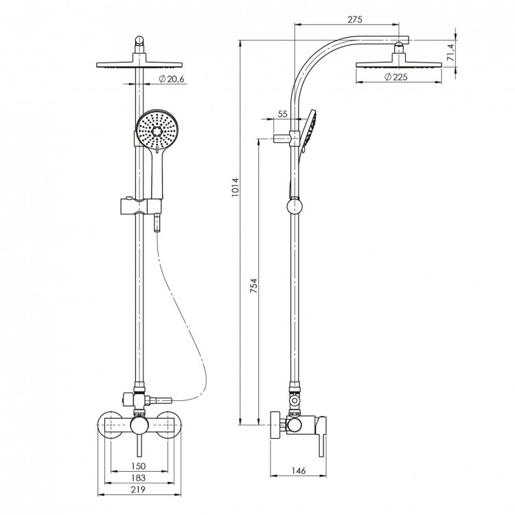Dušas sistēma Rubineta DINA + Ultra-15, 170494