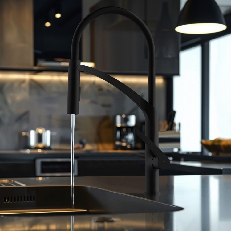 Virtuves izlietnes maisītājs Rubineta, Ultima-50, melns matēts