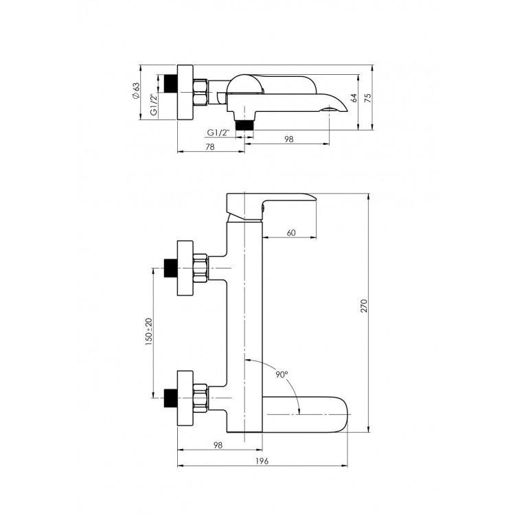 Vannas un dušas maisītājs Rubineta Uno, Ultra-10 SW, 1702530