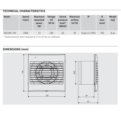 Sadzīves ventilators S&P DECOR 100C, pretvārsts