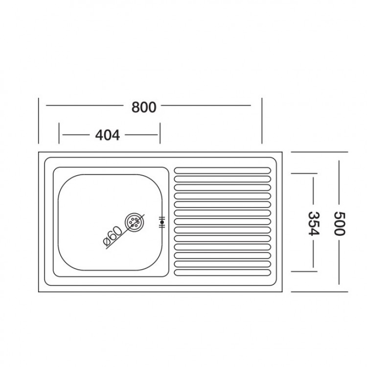 Virtuves izlietne Kromevye Lay-On 800x500mm ar sifonu, N-116L