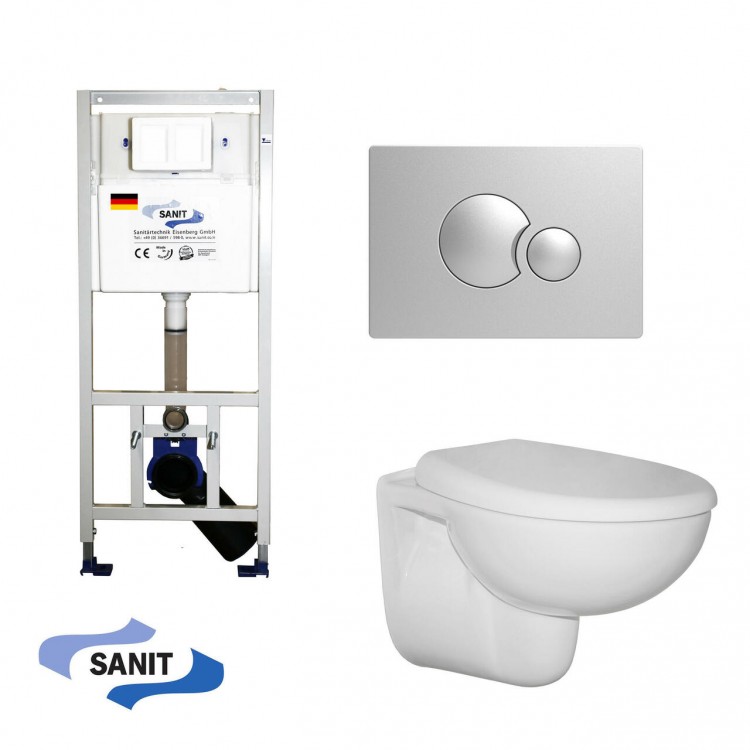 Komplekts Sanit OBT rāmis +poga+Aqualine Classic WC pods ar SC vāku, 4171/OBK