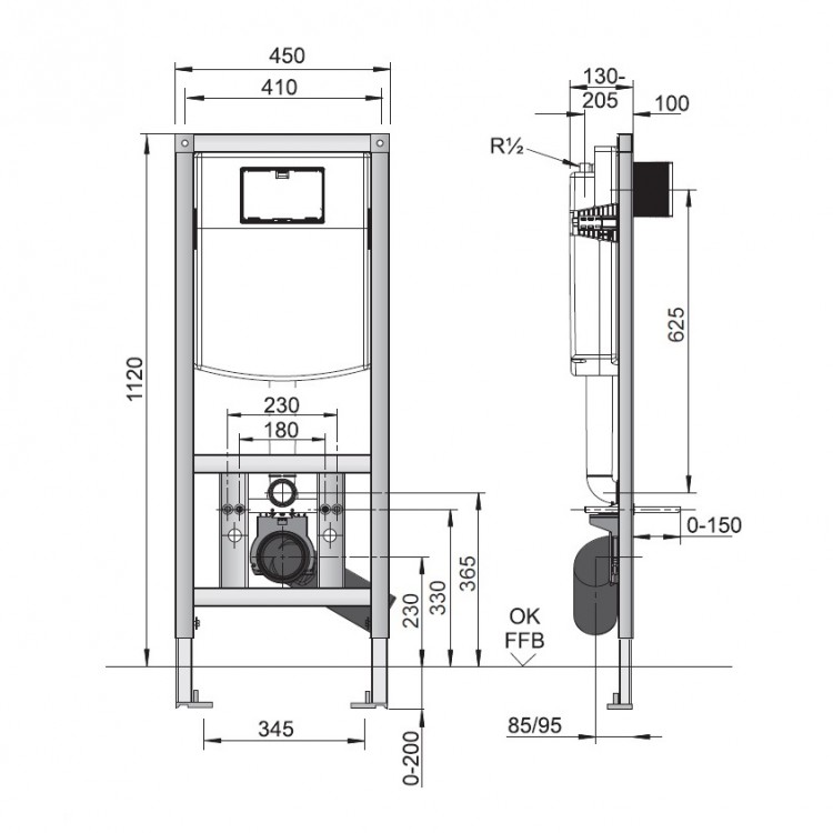 Komplekts Sanit OBT rāmis +poga+Aqualine Classic WC pods ar SC vāku, 4171/OBK