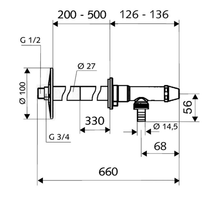 Dārza krāns neaizsalstošs Herz 200-500mm, 039970399