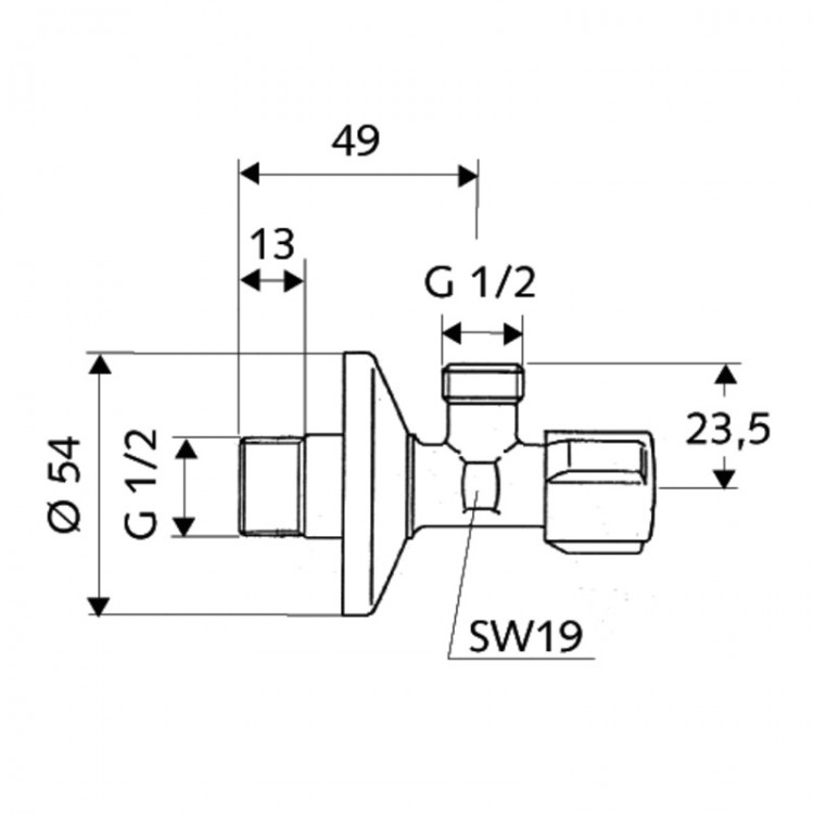 Stūra ventīlis SCHELL Comfort 1/2 x 1/2 , hromēts 052170699