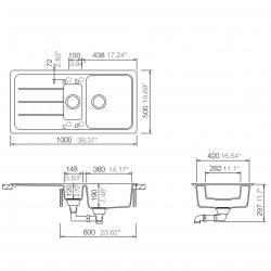 Virtuves izlietne Schock FORMHAUS D-150L 100x50cm Onyx