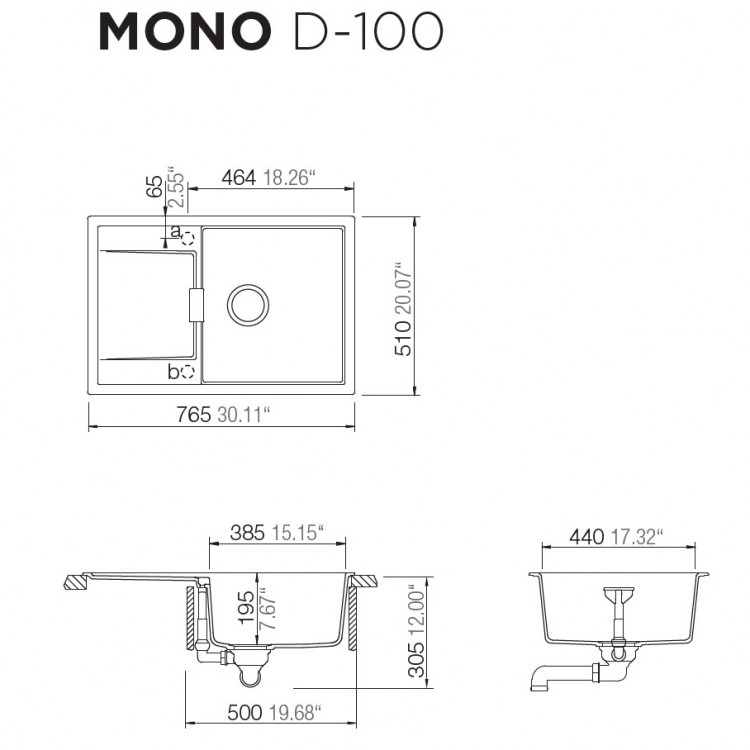 Virtuves izlietne Schock MONO D-100 76.5x51cm, silverstone