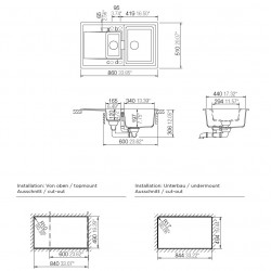 Virtuves izlietne Schock MONO D-150 86x51cm, bronze