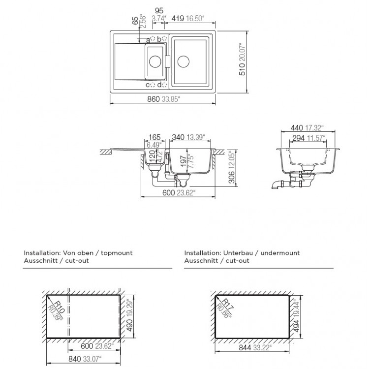 Virtuves izlietne Schock MONO D-150 86x51cm, silverstone