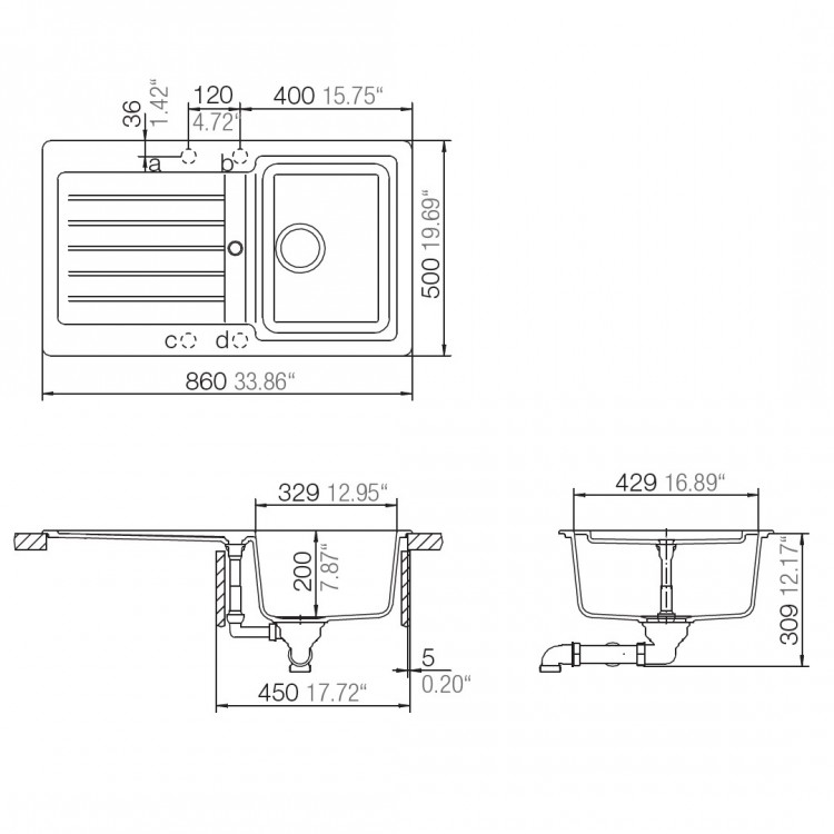 Virtuves izlietne Schock TYPOS D-100 86x50cm, nero