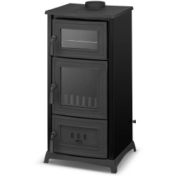 Čuguna malkas apkures plīts ar cepeškrāsni ALFA 901 6.2 kW, melna