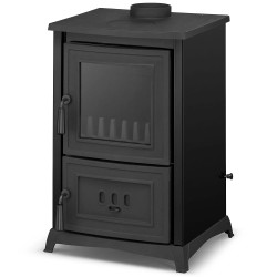 Čuguna malkas apkures krāsns ar plīts virsmu ALFA 902 6.2kW, melna