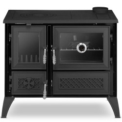 Čuguna malkas apkures plīts ar cepeškrāsni STELLA 9 kW R, melna