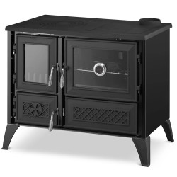 Čuguna malkas apkures plīts ar cepeškrāsni STELLA 9 kW R, melna