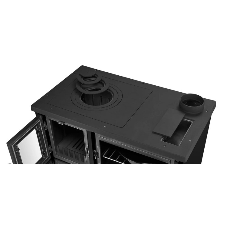 Čuguna malkas apkures plīts ar cepeškrāsni STELLA 9 kW R, melna