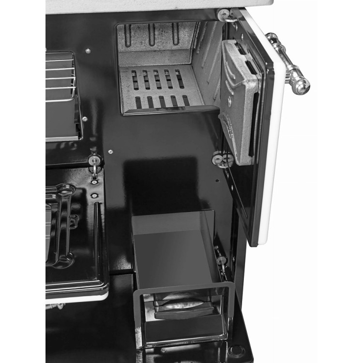 Čuguna malkas apkures plīts ar cepeškrāsni OMEGA 9 kW R, melna