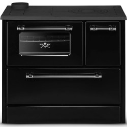 Čuguna malkas apkures plīts ar cepeškrāsni OMEGA 9 kW L, melna