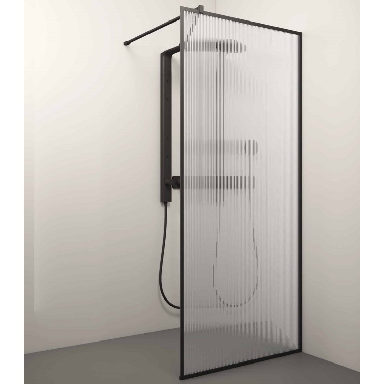 Dušas siena Stikla Serviss KAIRA BLACK Alu Linea 1200mm