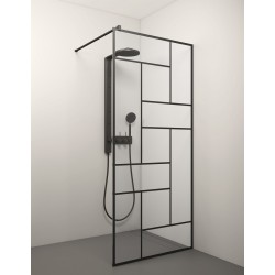 Dušas siena Stikla Serviss KAIRA BLACK Deep4 900mm