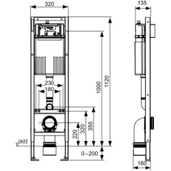 Tualetes modulis TECEBase ar 320 cisternu, uzstādīšanas augstums 1120 mm