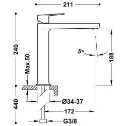 Izlietnes maisītājs paaugstināts PROJECT-TRES, hroms 22120401