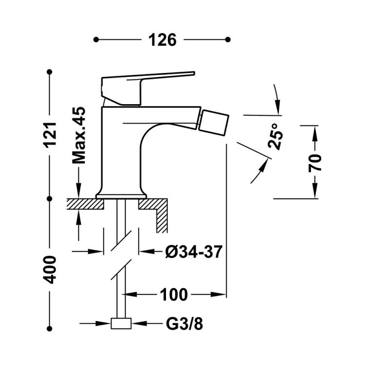Bidē maisītājs PROJECT TRES, balts matēts 21112001BM